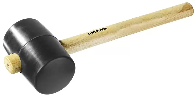 Киянка STAYER резиновая черная с деревянной ручкой, 450г 